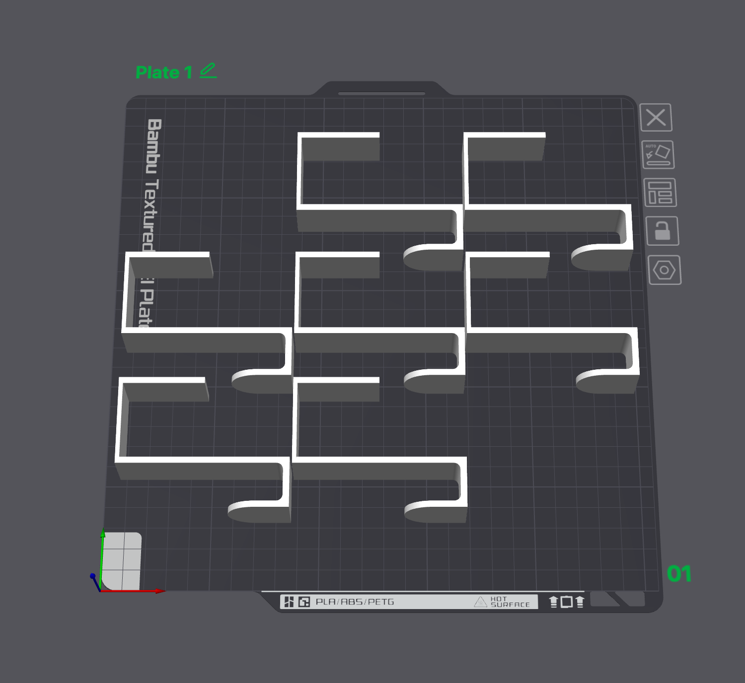 Cloned door hooks in Bambu Studio